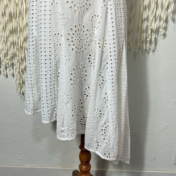 Sundance White Jasper Springs Eyelet Asymmetrical Hemline Summer Dress Size 8 - Picture 4 of 8
